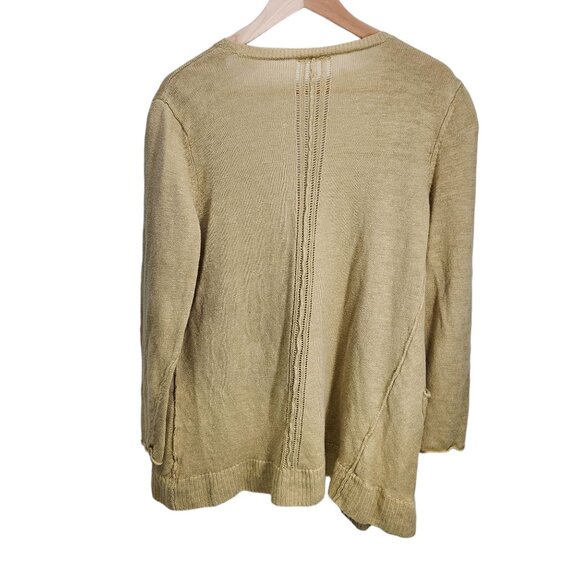 Eileen Fisher Womens Open Front Cardigan Linen Knit With Pockets Size M Beige - Picture 2 of 7
